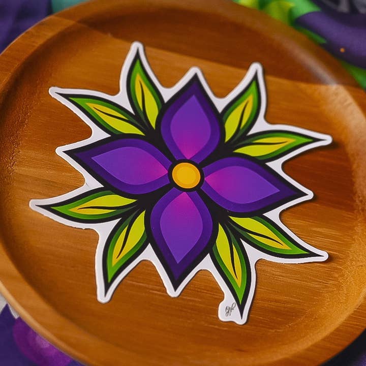 Purple Gradient Flower Sticker for wholesale by Bizaanide'ewin