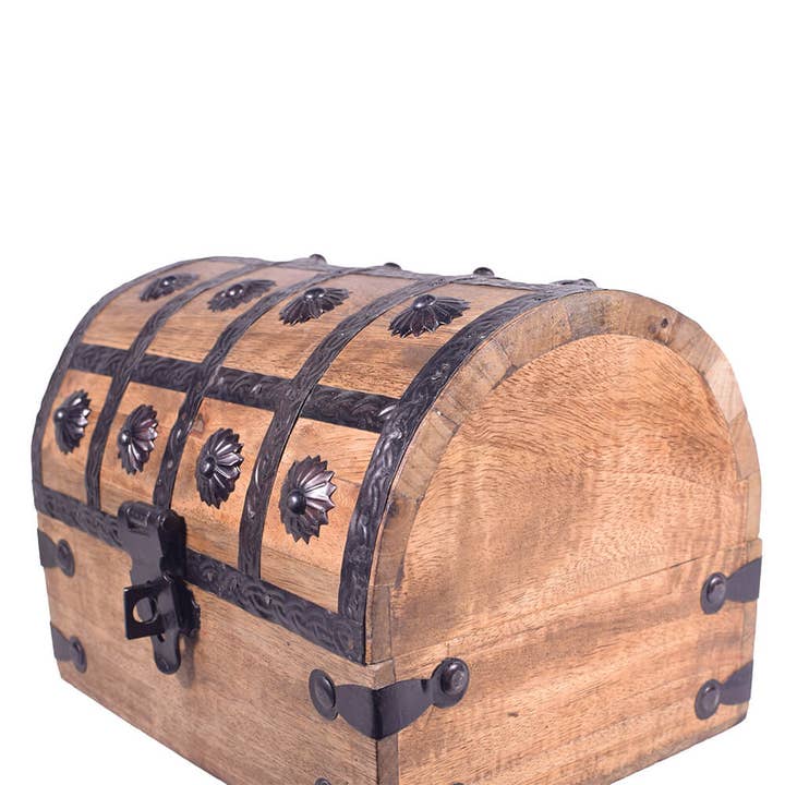 giftland - Wholesale Decorative Box - Wooden Pirate Chest Box With Iron Lock and Keys