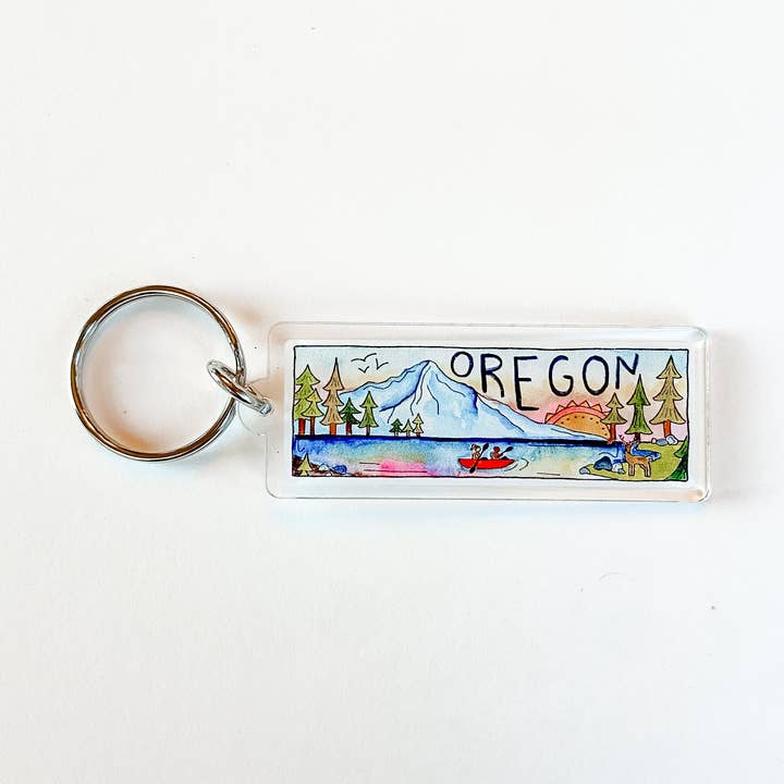 Porte-clés rectangulaire Oregon pour la vente par Sticker Girl
