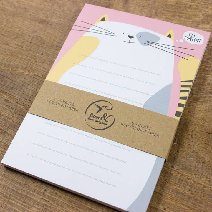 Bow & Hummingbird – wholesale Notepad – Notepad Cat Content2