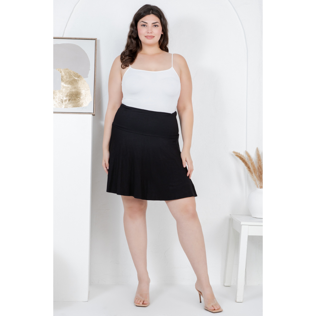 Azules Clothing - Wholesale Rok - Dames - Plus Size Stretchy Uitlopende Casual Minirok0