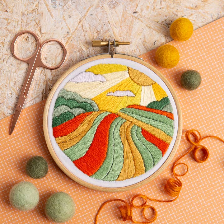Harvest Time Mini Embroidery Kit | Complete Craft Kit for Beginners for wholesale by Hawthorn Handmade (US Duties Paid)