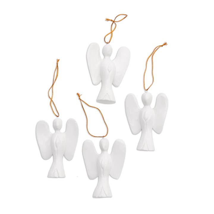 Novica Handmade Silent Angels Wood Ornaments (Set Of 4) for wholesale by NOVICA