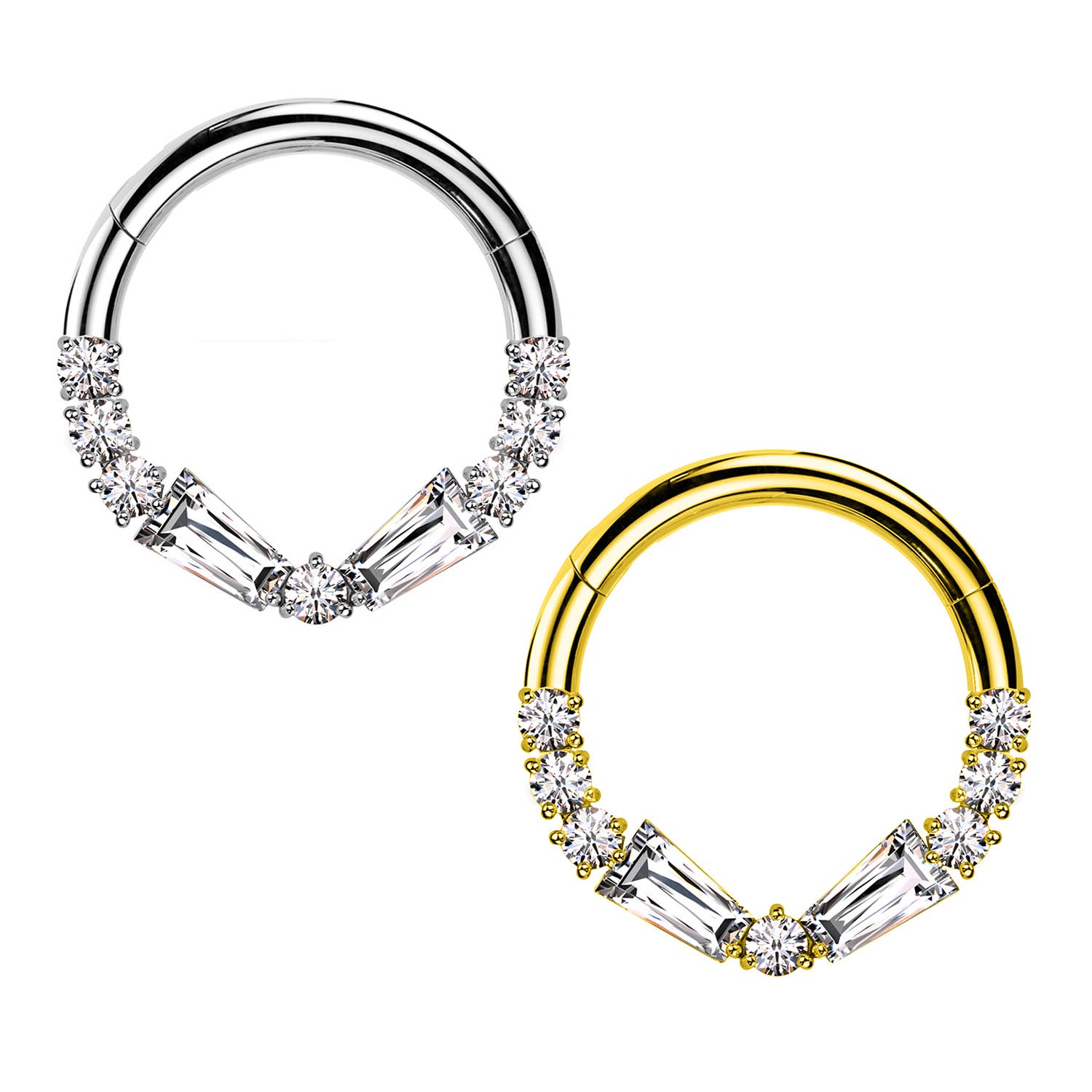 Awaken - Wholesale Single Earring - Circle Clicker Piercing with Crystals PY-1551