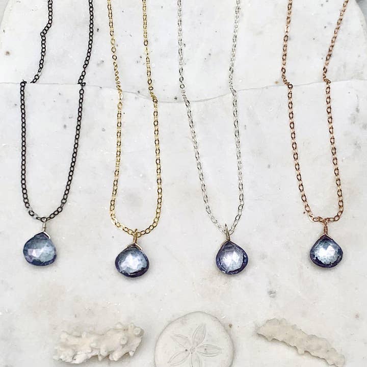 Foamy Wader - Wholesale Pendant/Charm Necklace - Azure Necklace - blue mystic quartz gemstone solitaire necklace