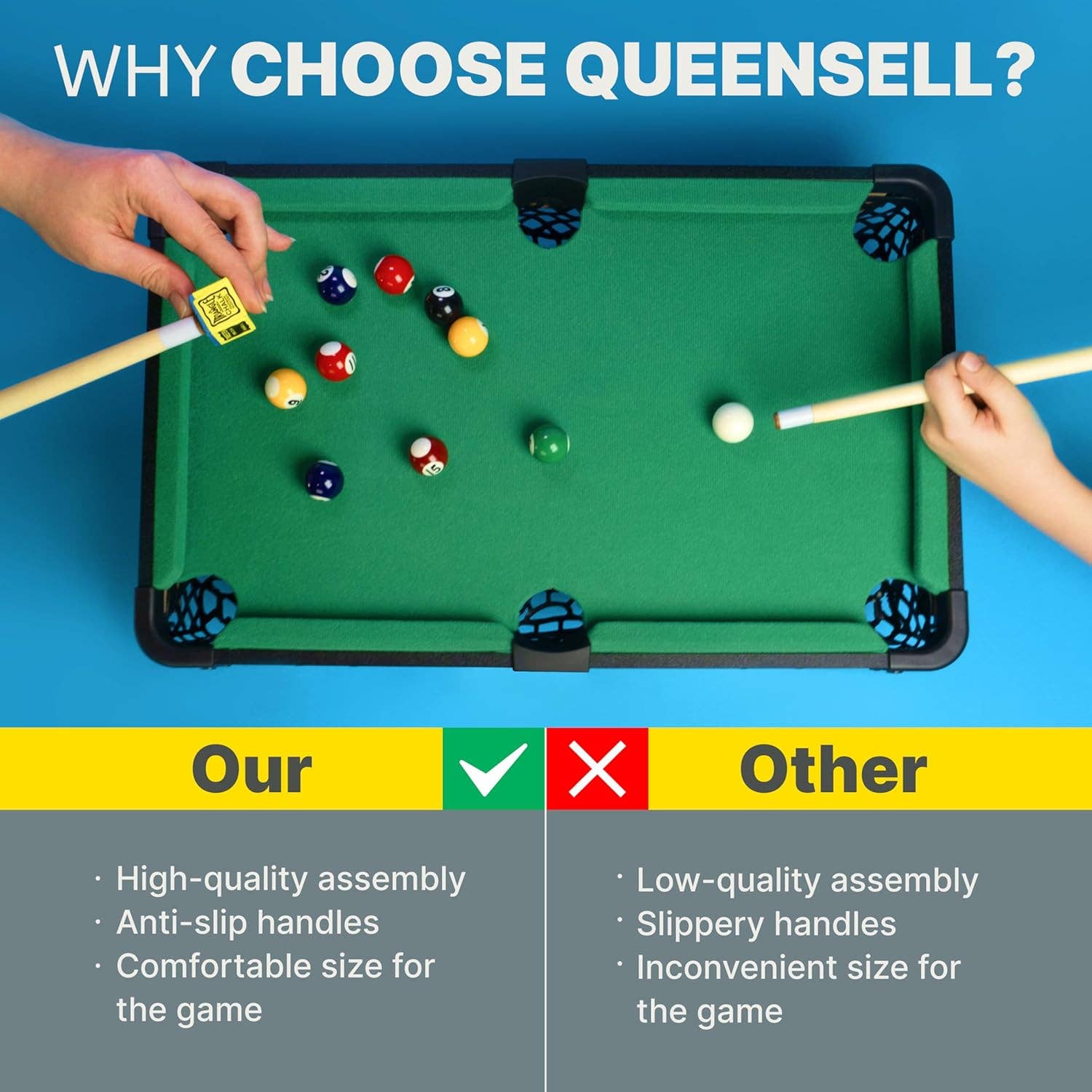 Queensell - Wholesale Board Game - 20-Inch Mini Pool Table6
