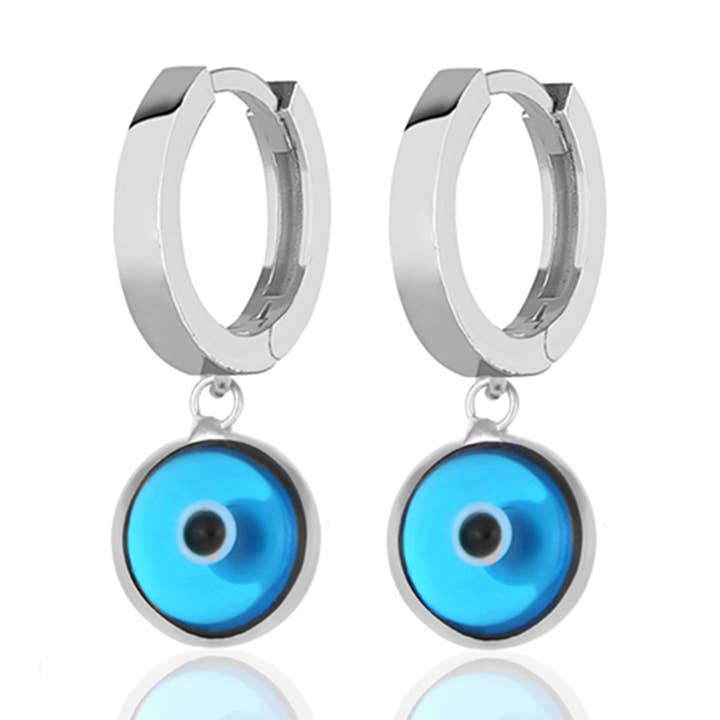 Boucles d'oreilles pendantes Evil Eye en argent sterling 925 pour femmes pour la vente par Azuris Silver