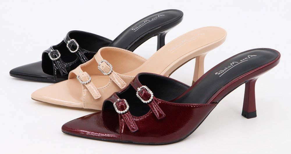 Mars Sky Shoes Wholesale - Vente Sandales – femme - Anne Michelle BERMUDA-16 Sandales à talon aiguille pour femmes à bout pointu avec bride à boucle - Pack de 12 paires - 16,75/paire1