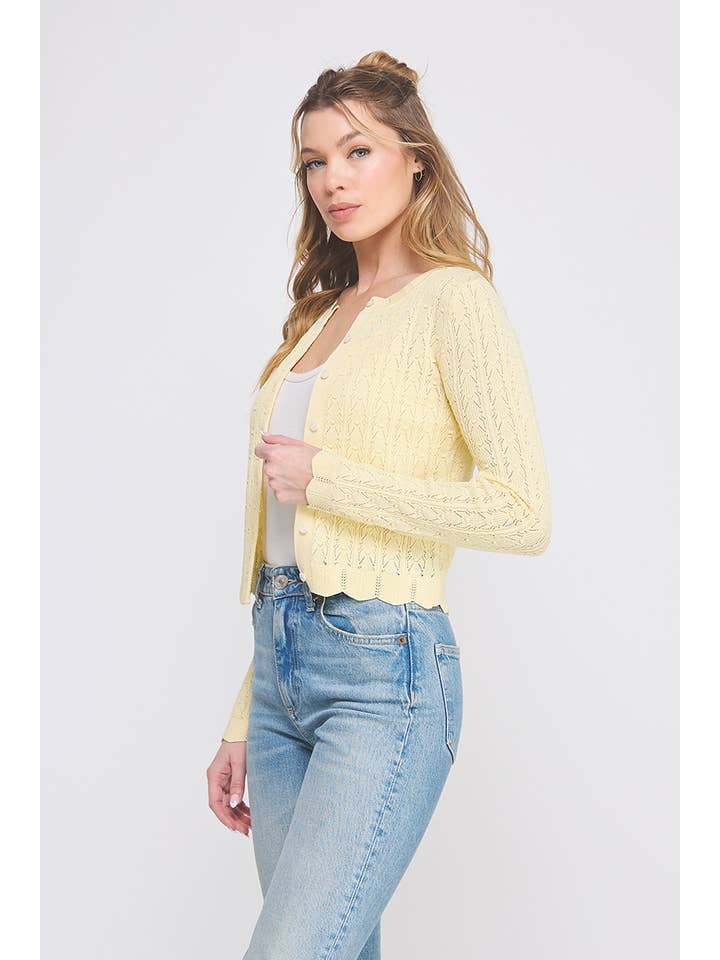 Allie Rose - Wholesale Cardigan - Women's - Lightweight Pointelle Cardigan9