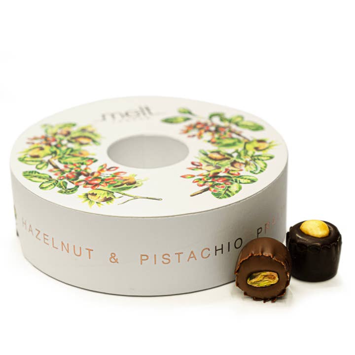 Melt Chocolates - Vendita all'ingrosso Confezioni di cioccolatini - Scatola Ghirlanda di Praline al Pistacchio e Nocciola