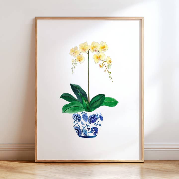 Orchidée en pot de gingembre n° 3 pour la vente par Snoogs & Wilde Art