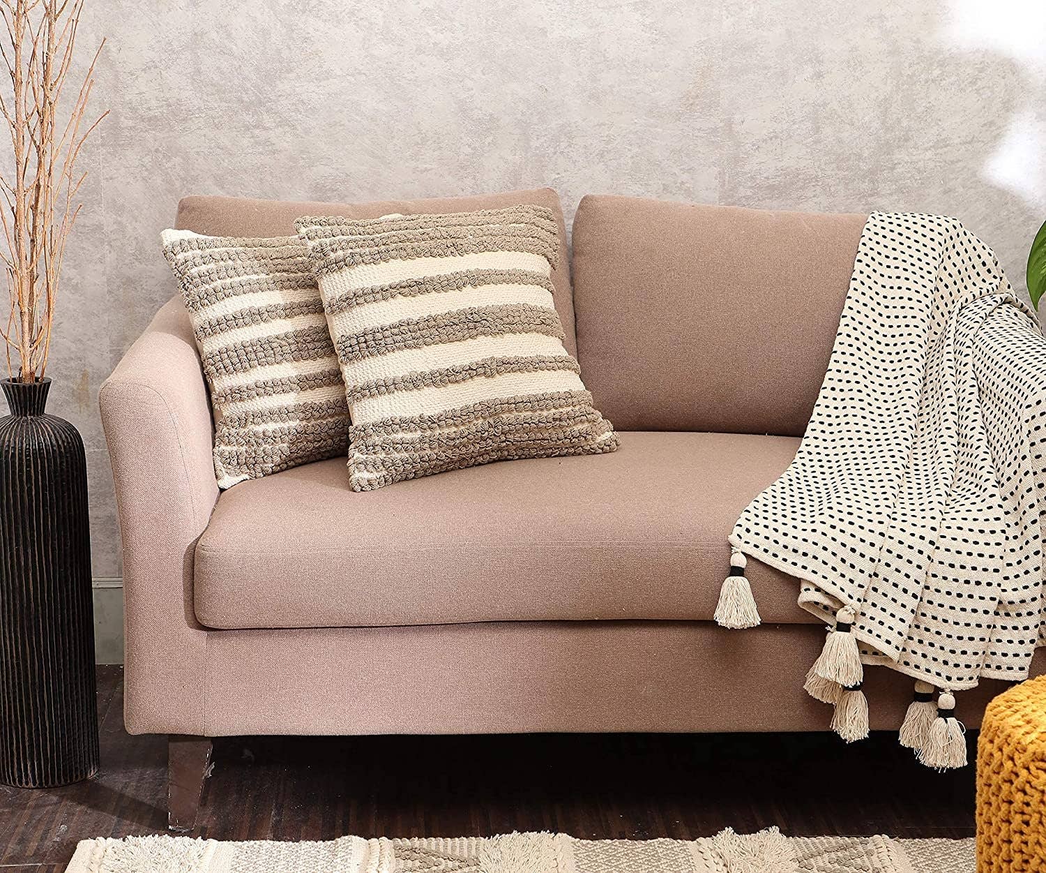 Natural REDEARTH Throw Pillow Covers 100% Cotton (18x18) Pack of 2 for wholesale on Faire2