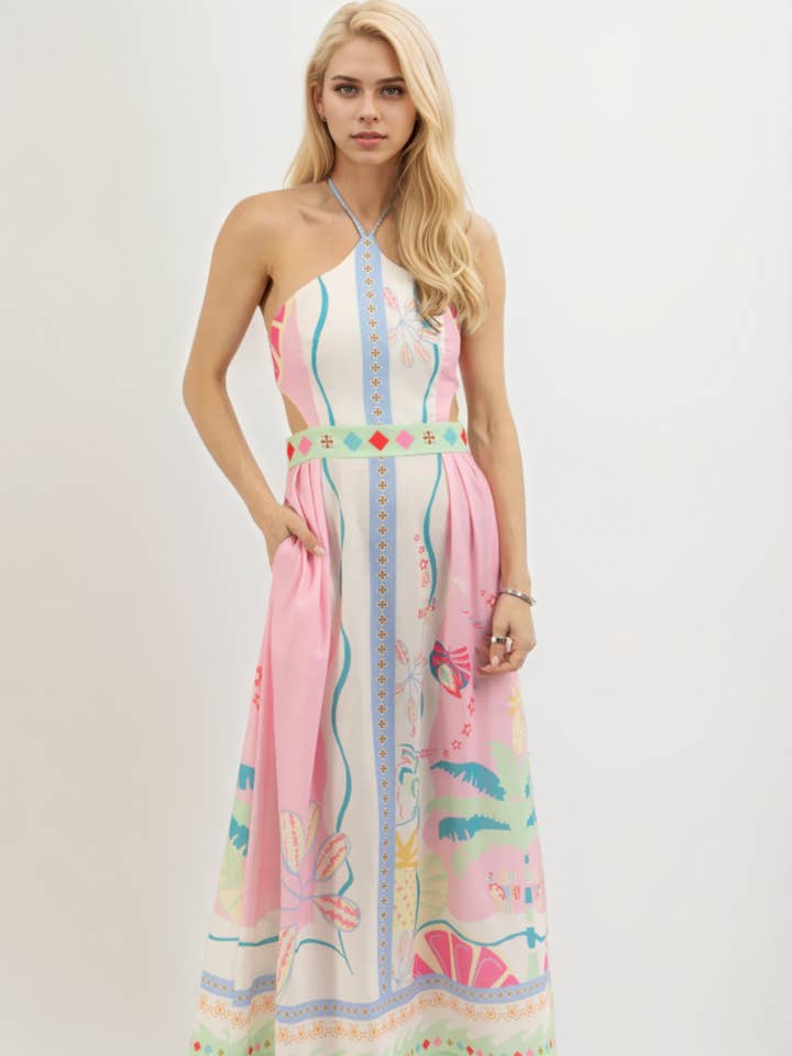 Ulivary - Wholesale Dress - Women's - Halter Neck Cutout Maxi Dress