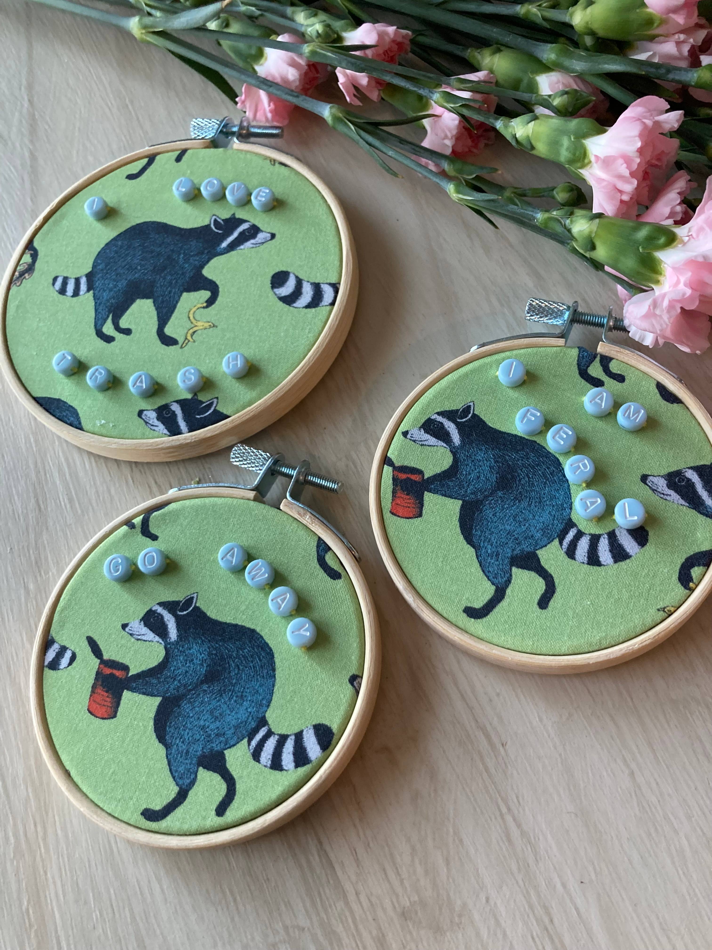 Budding Flowers Art - Wholesale Ornament - Raccoons / Bead Embroidery1