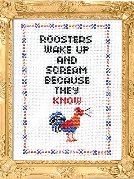 Roosters Know - Deluxe korsstygnssats för wholesale av Subversive Cross Stitch