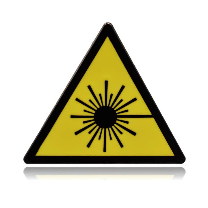 Laser Safety Warning Hard Enamel Pin for wholesale by Clayton Jewelry Labs
