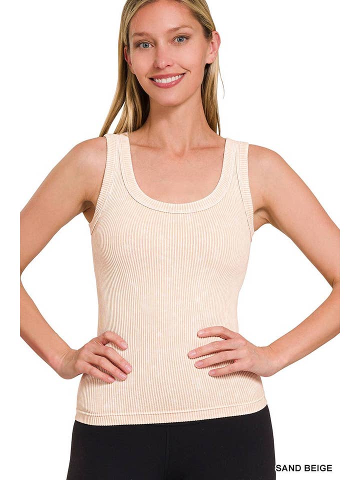 Vanilla Monkey - Vendita all'ingrosso Top in maglia - Donna - Canotta senza cuciture a costine lavata con scollo a 2 vie24