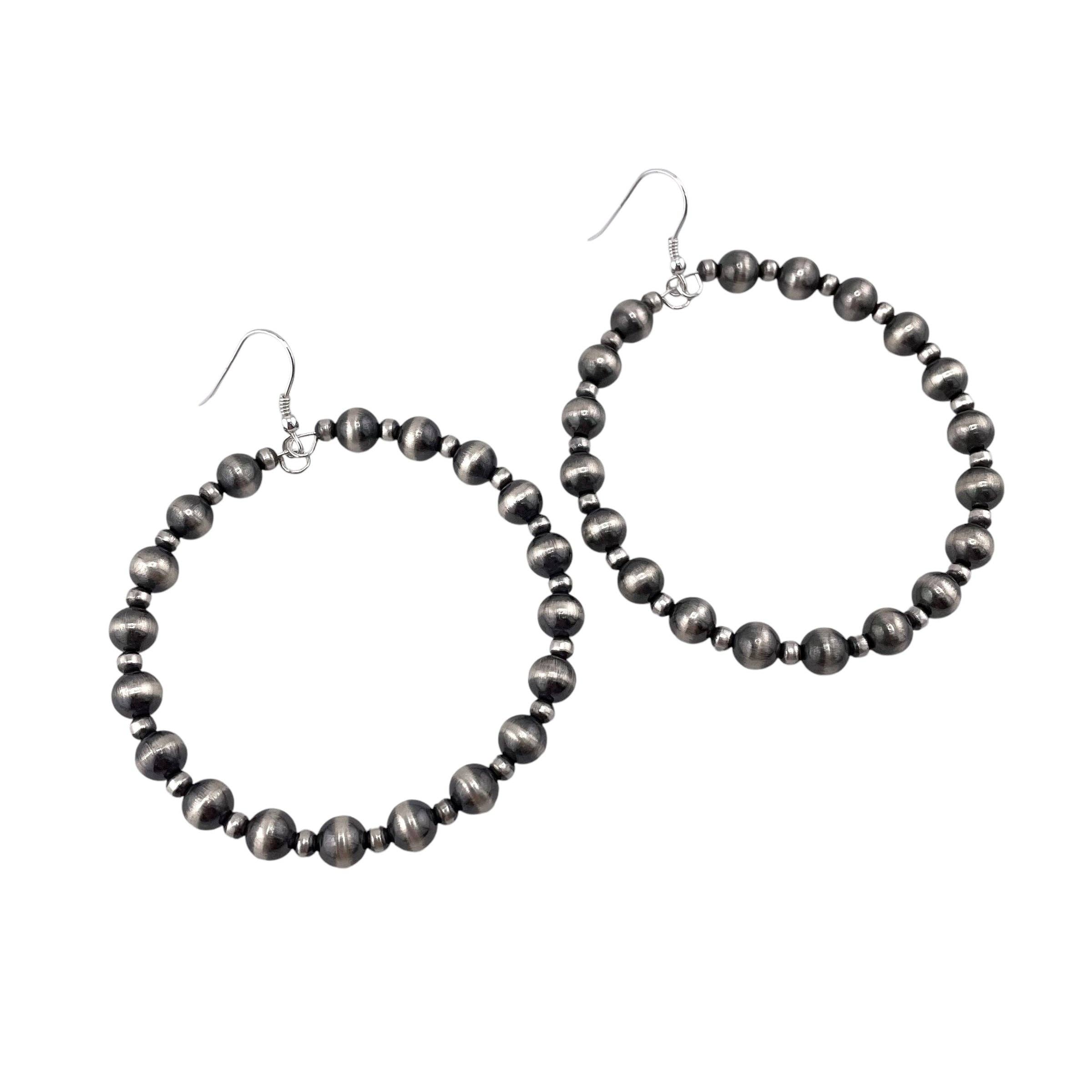 Select Lines - Wholesale Dangle Earrings - Desert Pearl Bead Dangle Loop Earrings Sterling Silver1