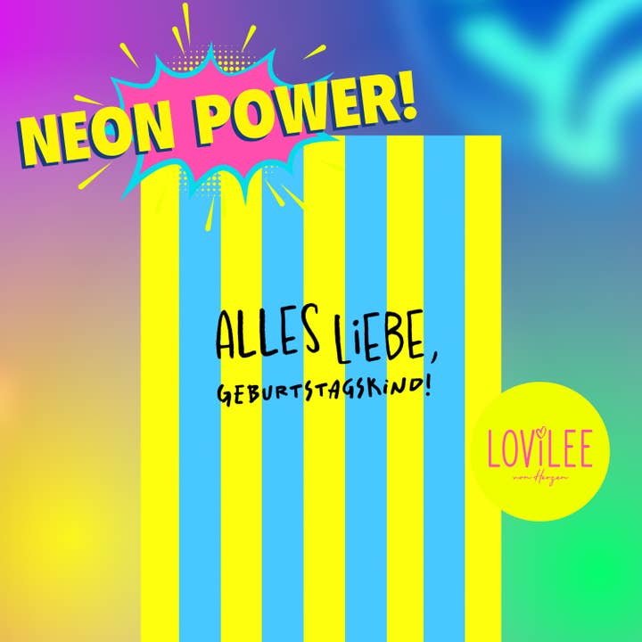 Ränder Neon | Födelsedagskort Vykort | Nr. GP-N-08 för wholesale av LOViLEE