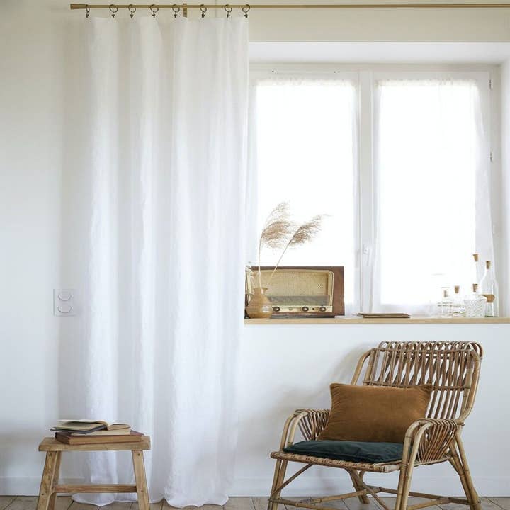 Adjustable curtain 140x270 cm Washed Linen Chalk for wholesale by Housse De Rêve