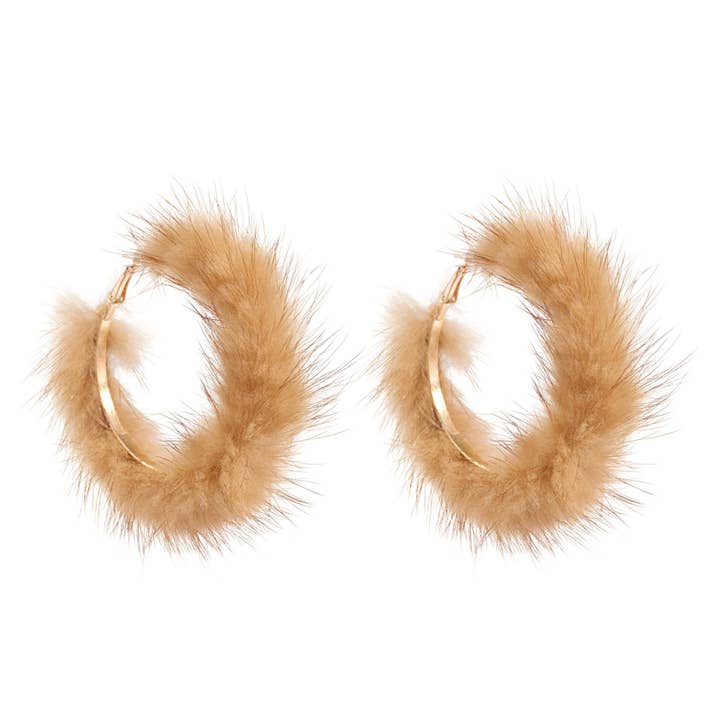 Yellow Fur Hoop Earrngs E2660 for wholesale on Faire