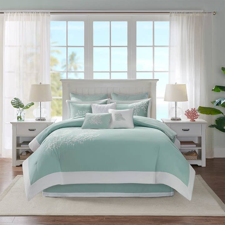 Olliix - Wholesale Bedding Set - Coastal Coral Seaside Comforter/Duvet Cover Set, Blue