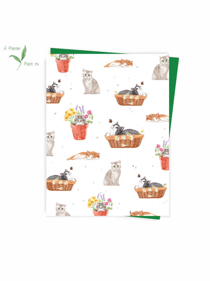 Cats, Plantable Seed Greeting Card for wholesale by Hobeika Art