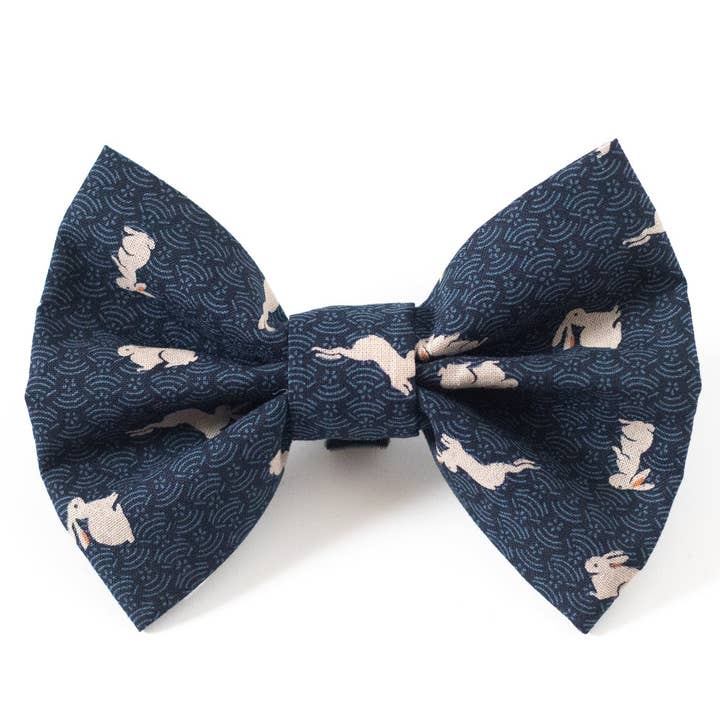Navy Rabbits Pet Bow for wholesale by Tealight Studios