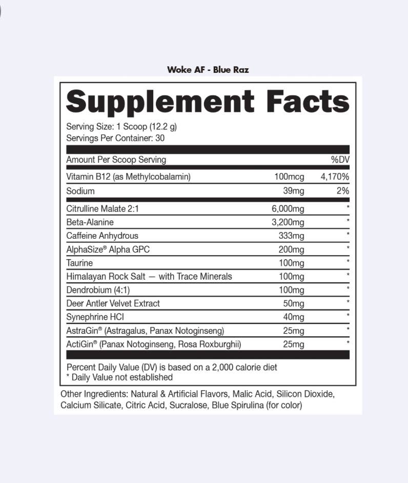 Bucked Up - Wholesale Oral Supplement/Vitamin - Woke AF Pre-Workout [30 Serv]20