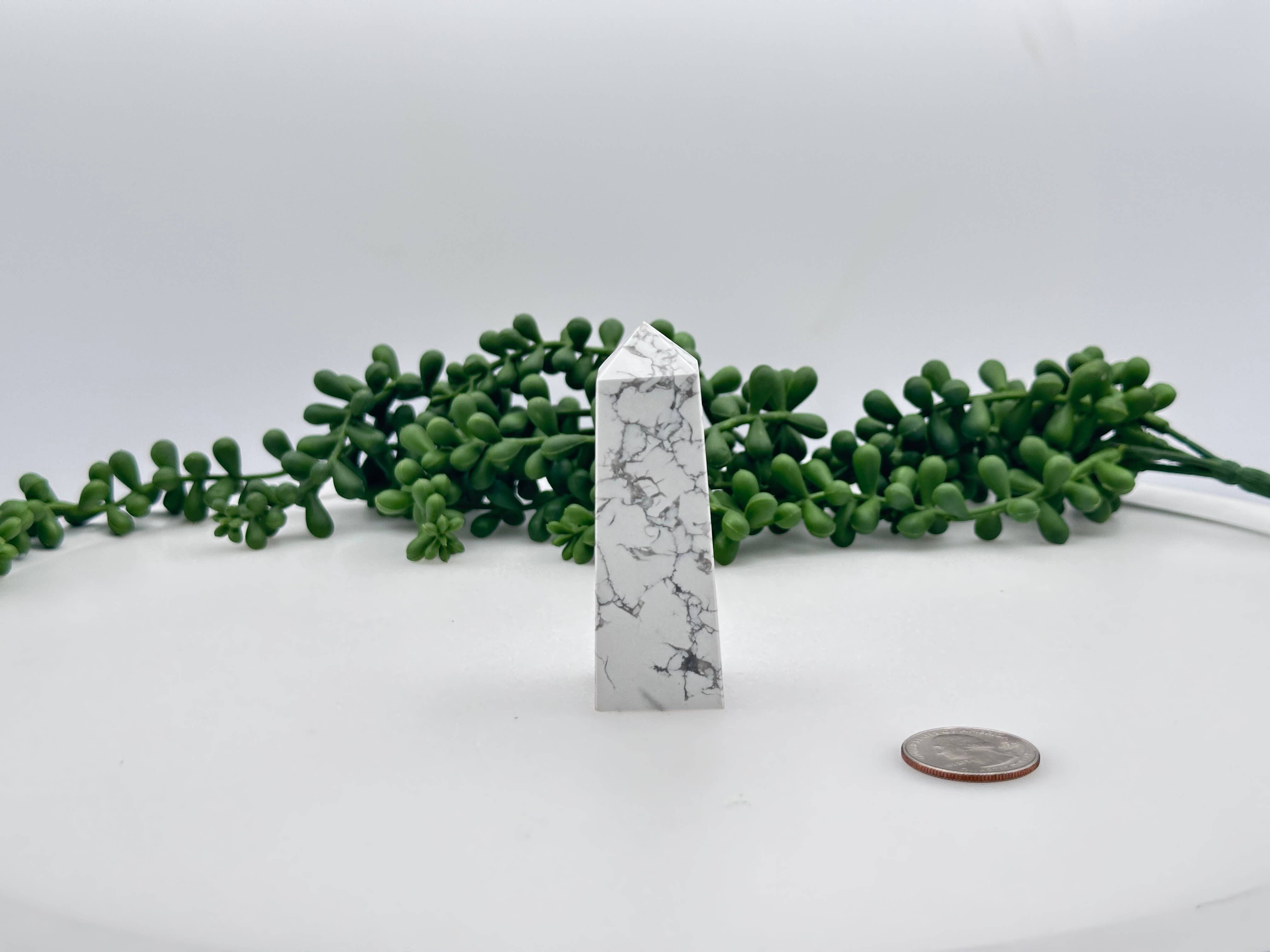 Meraki Gemstones - Wholesale Spiritual Stone/Crystal - White Howlite Gemstone Tower Obelisk 4 Faceted 7.5CM Aprox1