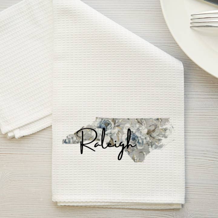 Spring and Summer Custom Tea Towel City and State for wholesale by Jackson + Wyatt