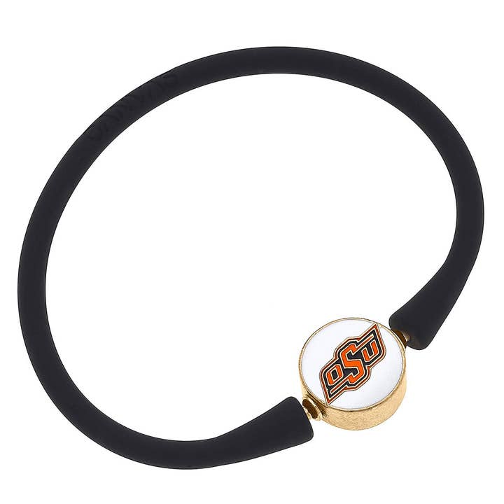 Canvas Style - Wholesale Bangle Bracelet - Oklahoma State Cowboys Enamel Silicone Bali Bracelet