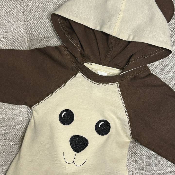 "Bearly Born" Baby Long Sleeve Bodysuit with Ears for wholesale by Bella Eve