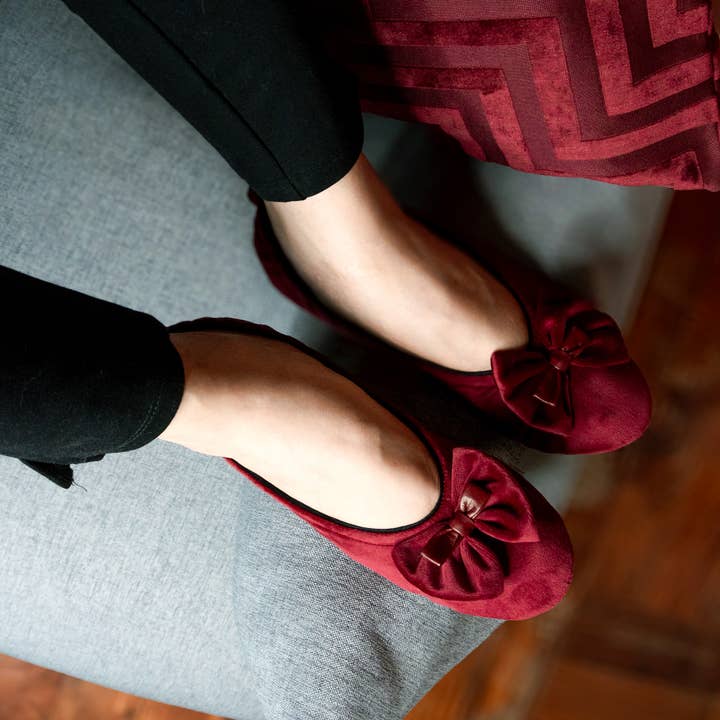 Glove Story - Wholesale Slippers - Women's - Women's indoor ballerinas in large bow velvet - CF014010