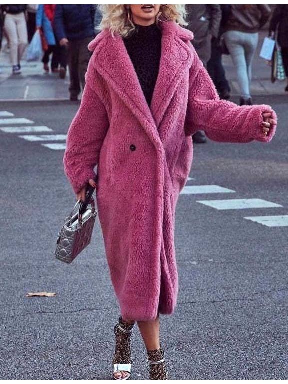 Rosa Clothing - Wholesale Fur/Faux Fur Coat - Women's - Plush long teddy fleece trench coat12