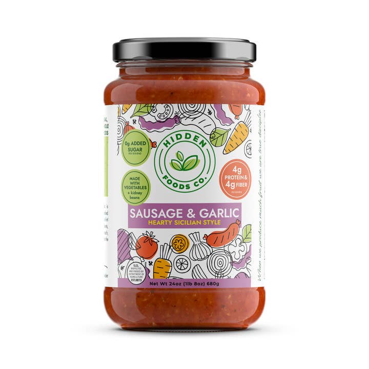 Hidden Foods Sausage and Garlic-Sicilian Inspired Sauce for wholesale by Hidden Foods Co