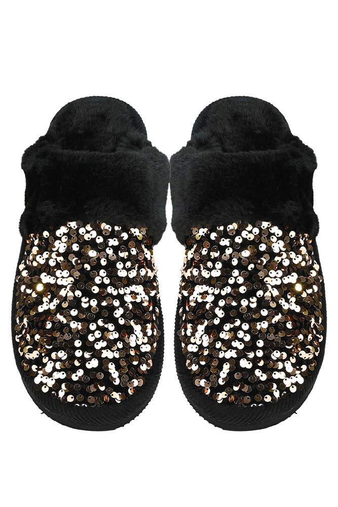 Hana - Wholesale Slippers - Women's - C.C Sequin Cuff Winter Slippers0