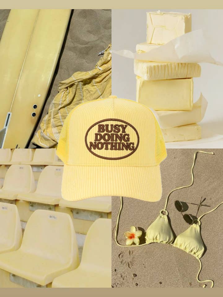 Busy Doing Nothing Corduroy Trucker hat for wholesale by Electric label