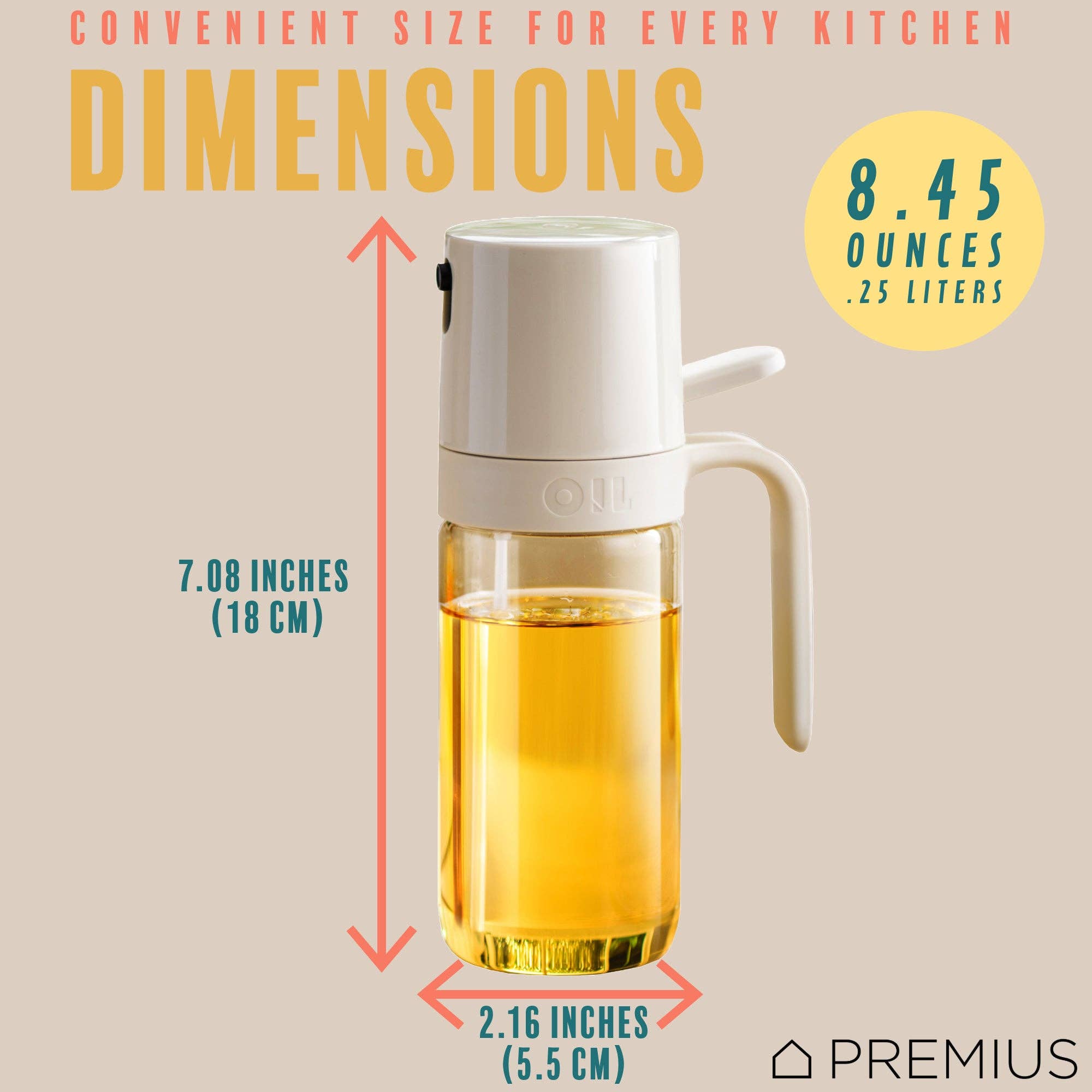 ShopBobbys - Wholesale Oil/Vinegar Dispenser - PREMIUS Glass Oil Sprayer Bottle, Natural, 8.45 Ounces6