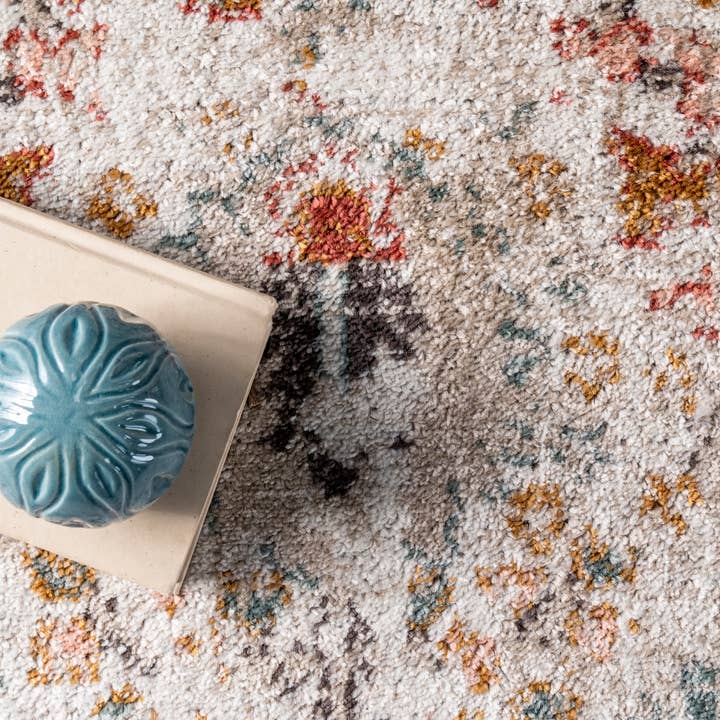 Beige Vintage Floral Lenore Area Rug for wholesale on Faire