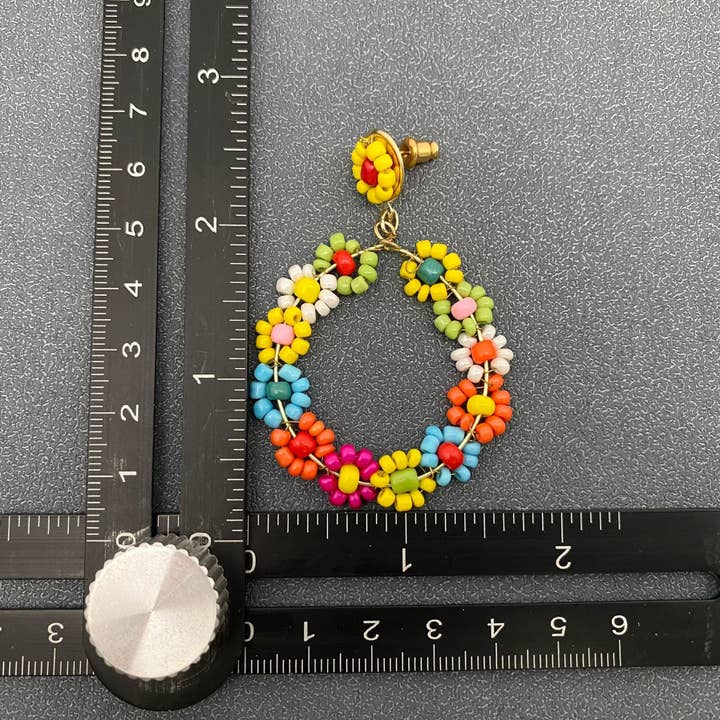 Mio Queena - Wholesale Dangle Earrings - Handmade Colored Beaded Dangle Flower Post Earrings