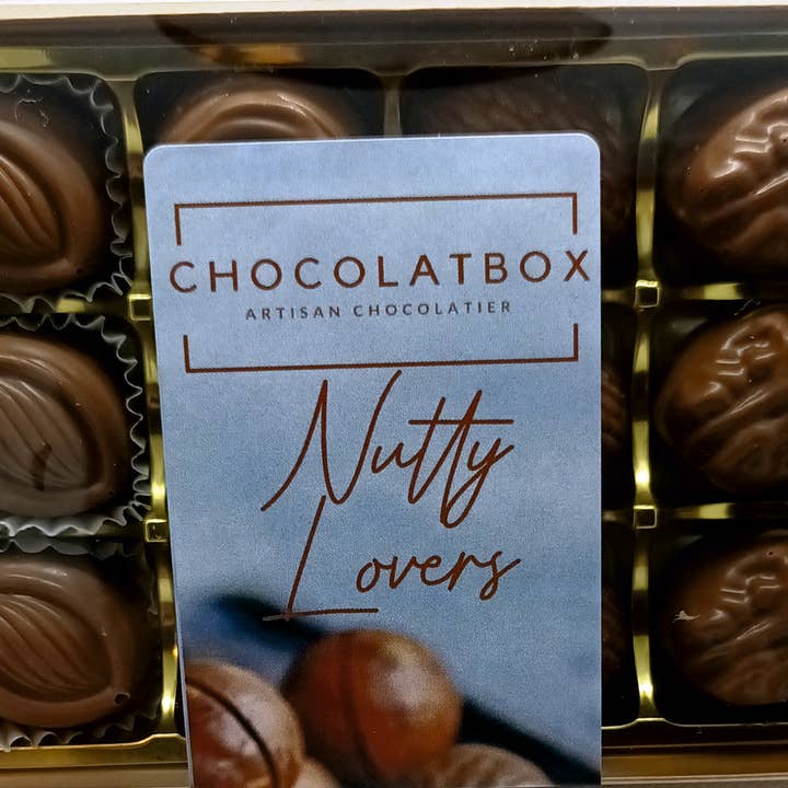 Belgian Chocolate Nutty Nut Lovers Gift Box of 12 Chocolates for wholesale by ChocolatBox