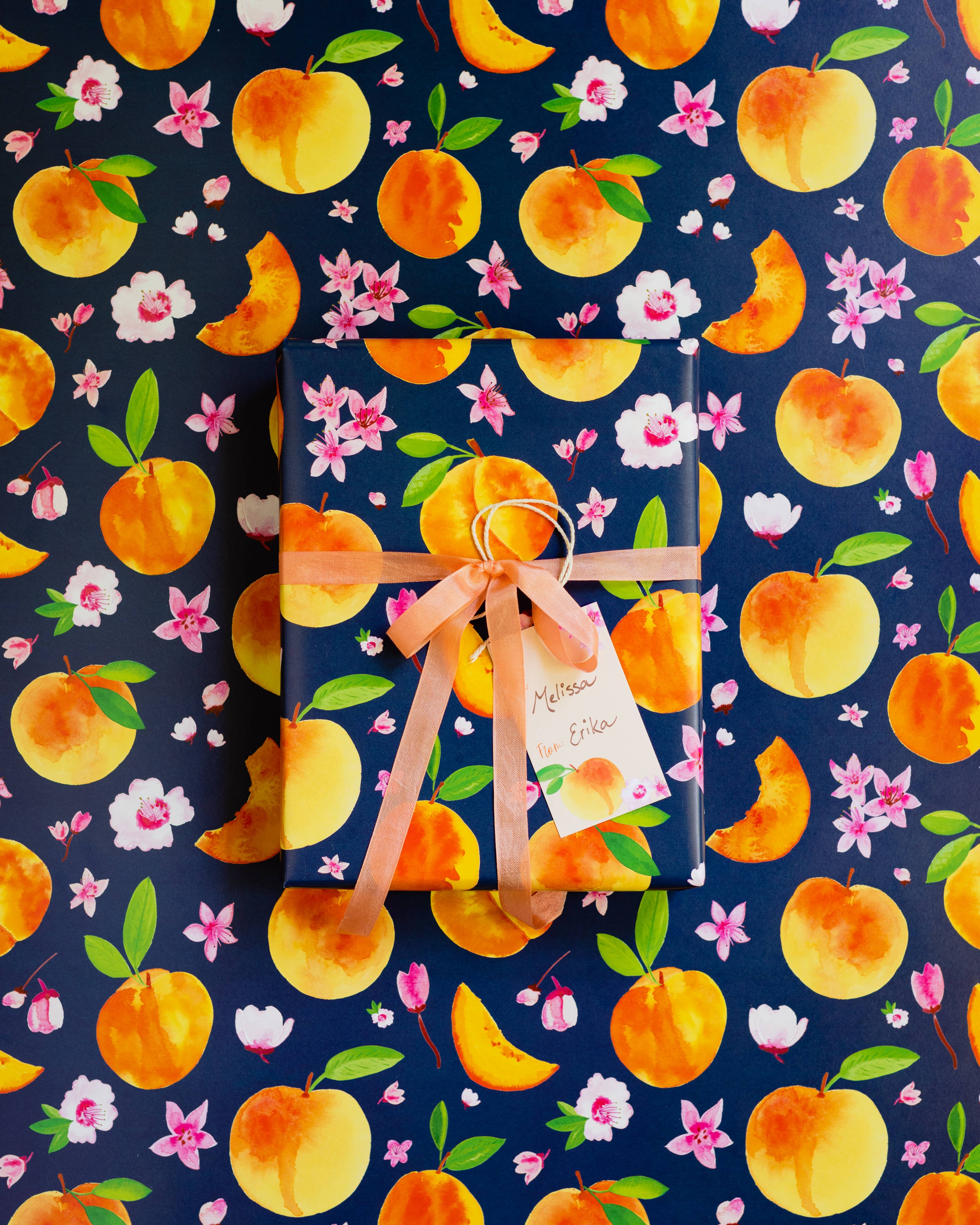 REVEL & Co. - Wholesale Wrapping Paper Roll - Peaches Gift Wrap Roll (3 sheets/roll)2