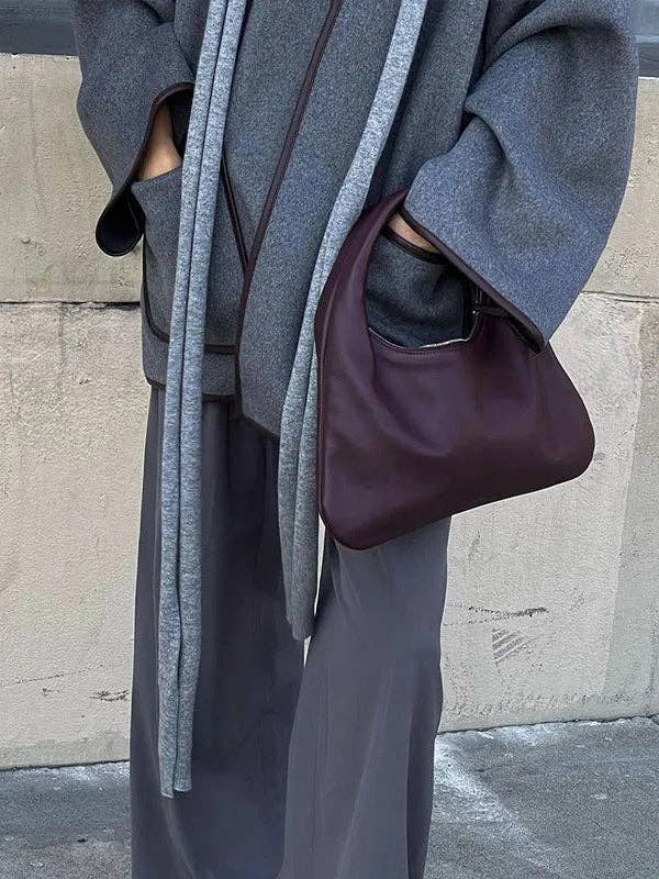 GRAY Long Sleeves Loose Pockets Solid Color Split-Joint Tied Waist V-neck Woolen Coat for wholesale on Faire7