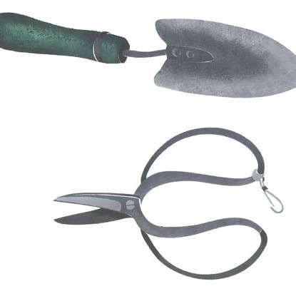Outils de jardinage Pochoir mural pour la vente par Designer Stencils