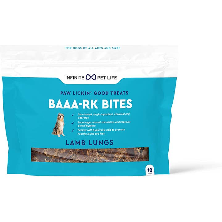 Infinite Pet Life BAAA-RK Bites Lamb Lung Dog Treats | 10oz | Made in USA | Dehydrated Lungs for Dogs for wholesale by Infinite Pet Life