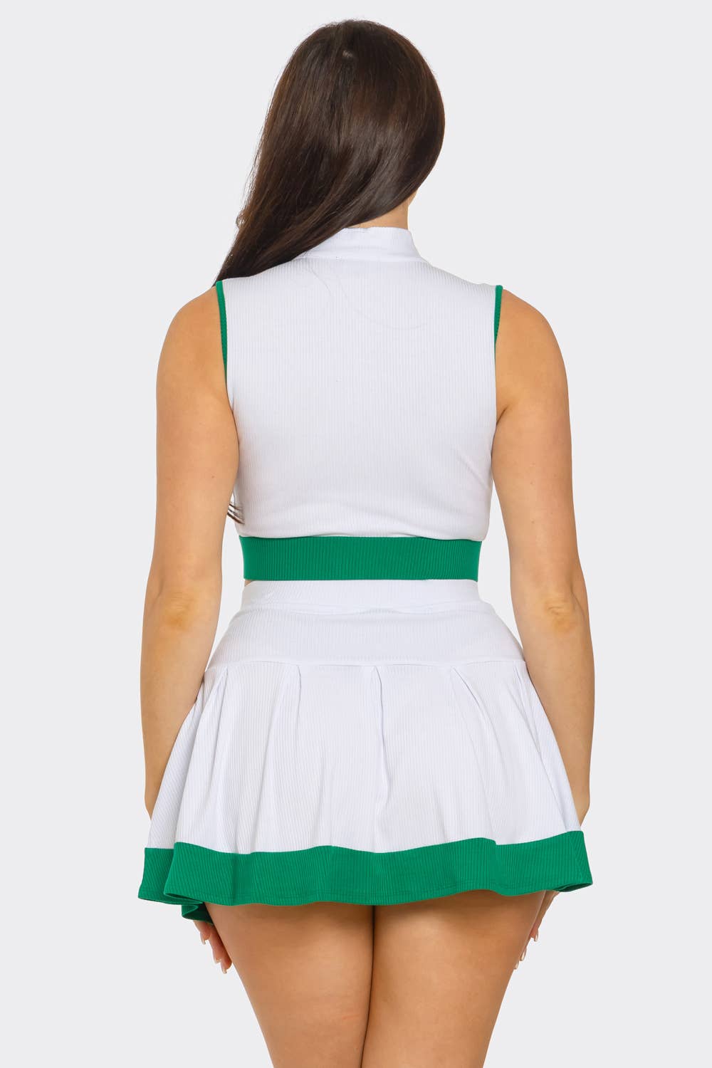 Julia by LoveJ - Wholesale Top & Skirt Set - Women's - Front Zipper Crop Top And Pleated Mini Skirt Set 2