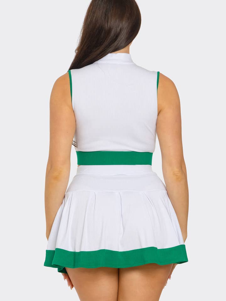 Julia by LoveJ - Wholesale Top & Skirt Set - Women's - Front Zipper Crop Top And Pleated Mini Skirt Set 2