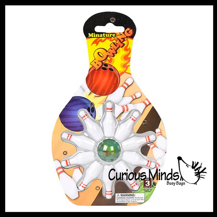 Curious Minds Toys - Wholesale Classic Toy - Kids - Mini Bowling Game - Marble and Pins - Tabletop Small Replica