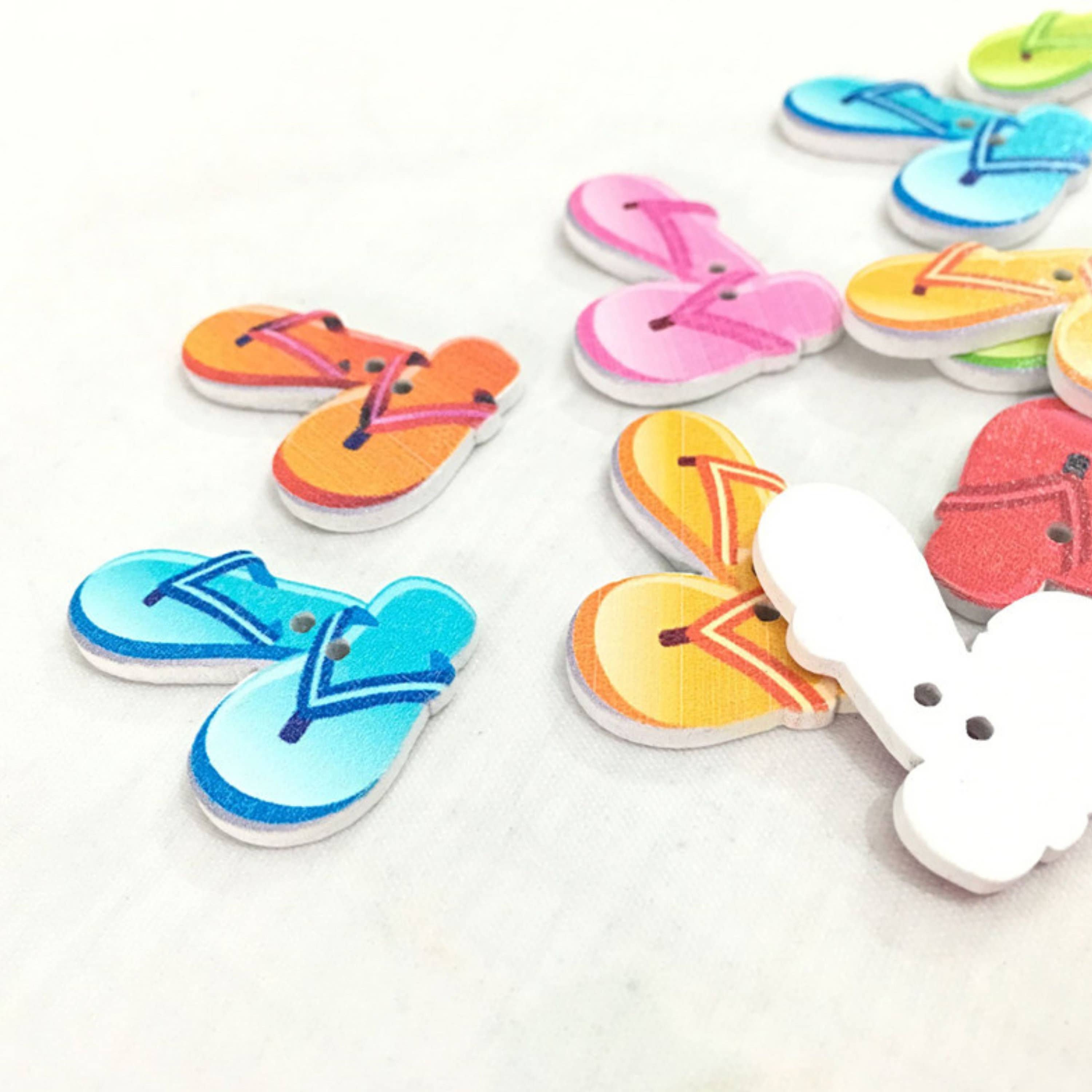 Magnifique Hearts – Großhandel Knopf/Druckknopf zum Annähen – Mischung aus bunten Flipflop-Knöpfen aus Holz, 1,25 Zoll, zum Basteln, Nähen, Strandknöpfe, Vintage-Stil, bemalte Knöpfe, Bastelbedarf, Heimwerken3